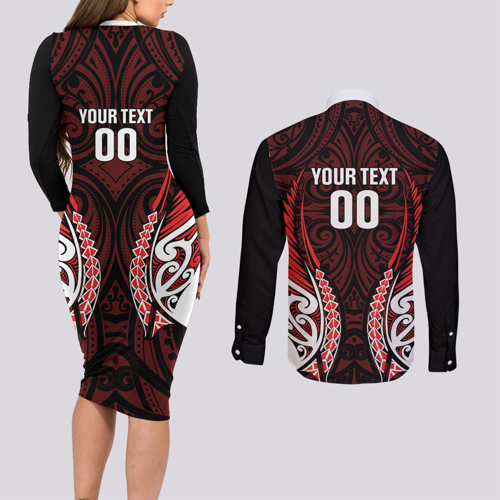 Counties Manukau 2026 Rugby Custom Couples Matching Long Sleeve Bodycon Dress and Long Sleeve Button Shirt NZ Maori Silver Fern LT14 - Polynesian Pride