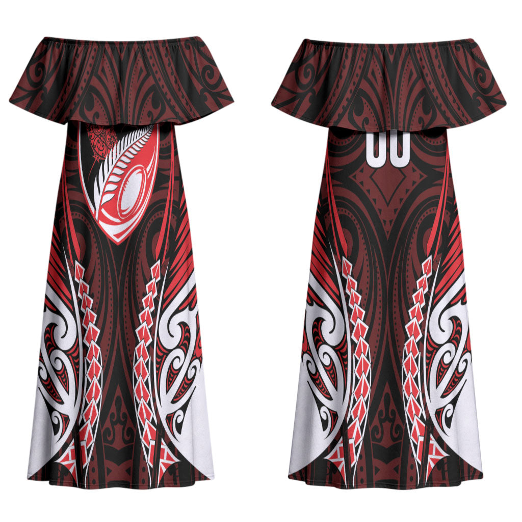 Counties Manukau 2026 Rugby Custom Couples Matching Off Shoulder Maxi Dress and Hawaiian Shirt NZ Maori Silver Fern LT14 - Polynesian Pride