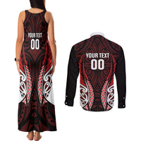 Counties Manukau 2026 Rugby Custom Couples Matching Tank Maxi Dress and Long Sleeve Button Shirt NZ Maori Silver Fern LT14 - Polynesian Pride