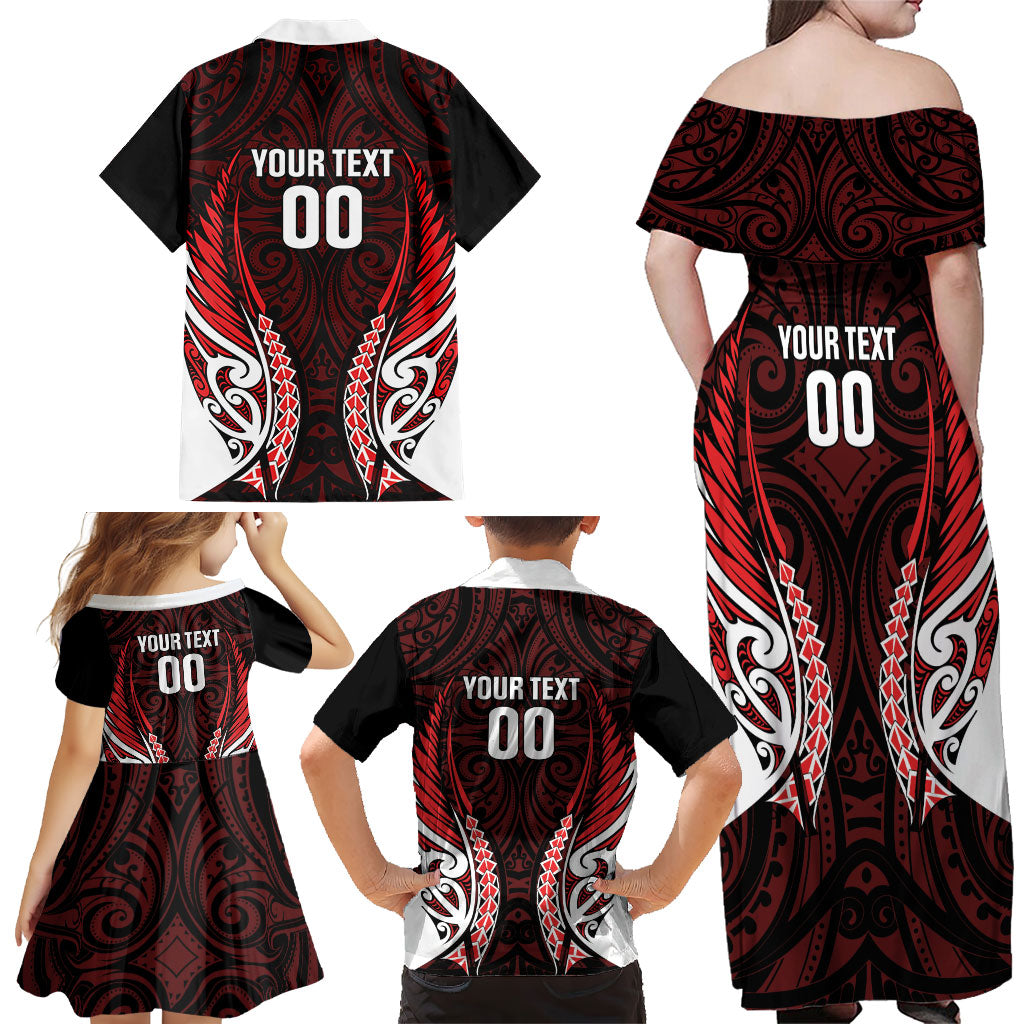 Counties Manukau 2026 Rugby Custom Family Matching Off Shoulder Maxi Dress and Hawaiian Shirt NZ Maori Silver Fern LT14 - Polynesian Pride