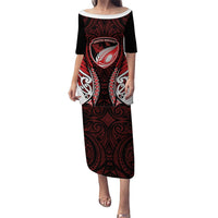 Counties Manukau 2026 Rugby Custom Family Matching Puletasi and Hawaiian Shirt NZ Maori Silver Fern LT14 Mom's Dress Red - Polynesian Pride