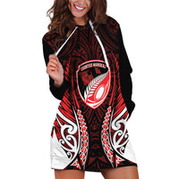 Counties Manukau 2026 Rugby Custom Hoodie Dress NZ Maori Silver Fern LT14 Red - Polynesian Pride