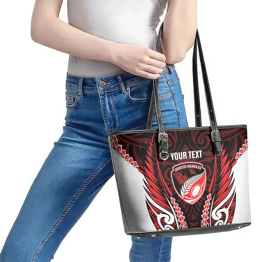 Counties Manukau 2026 Rugby Custom Leather Tote Bag NZ Maori Silver Fern
