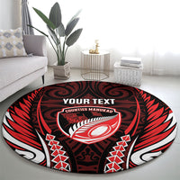 Counties Manukau 2026 Rugby Custom Round Carpet NZ Maori Silver Fern LT14 - Polynesian Pride