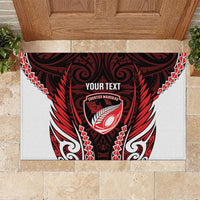 Counties Manukau 2026 Rugby Custom Rubber Doormat NZ Maori Silver Fern LT14 Red - Polynesian Pride