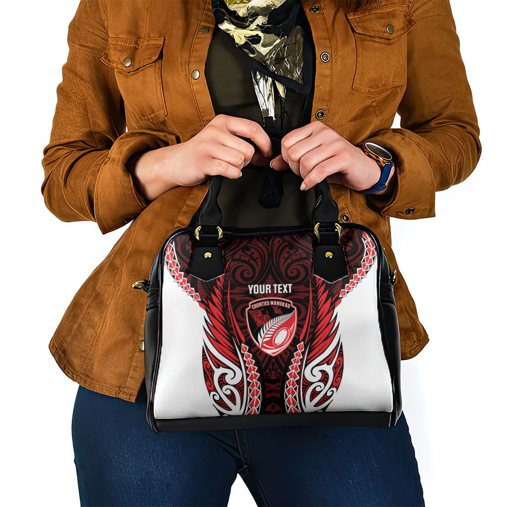 Counties Manukau 2026 Rugby Custom Shoulder Handbag NZ Maori Silver Fern LT14 - Polynesian Pride