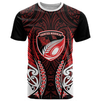 Counties Manukau 2026 Rugby Custom T Shirt NZ Maori Silver Fern LT14 Red - Polynesian Pride