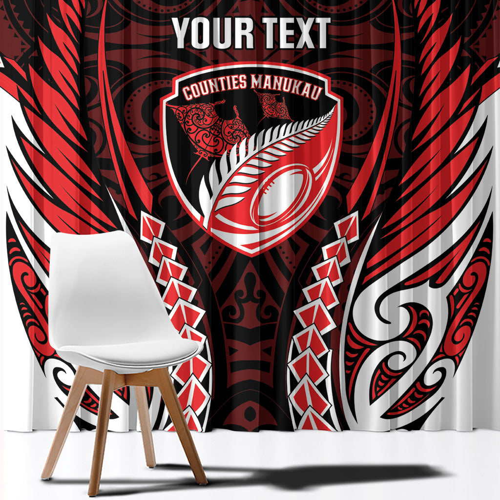 Counties Manukau 2026 Rugby Custom Window Curtain NZ Maori Silver Fern LT14 - Polynesian Pride