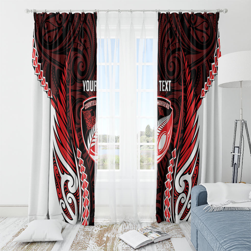 Counties Manukau 2026 Rugby Custom Window Curtain NZ Maori Silver Fern LT14 - Polynesian Pride
