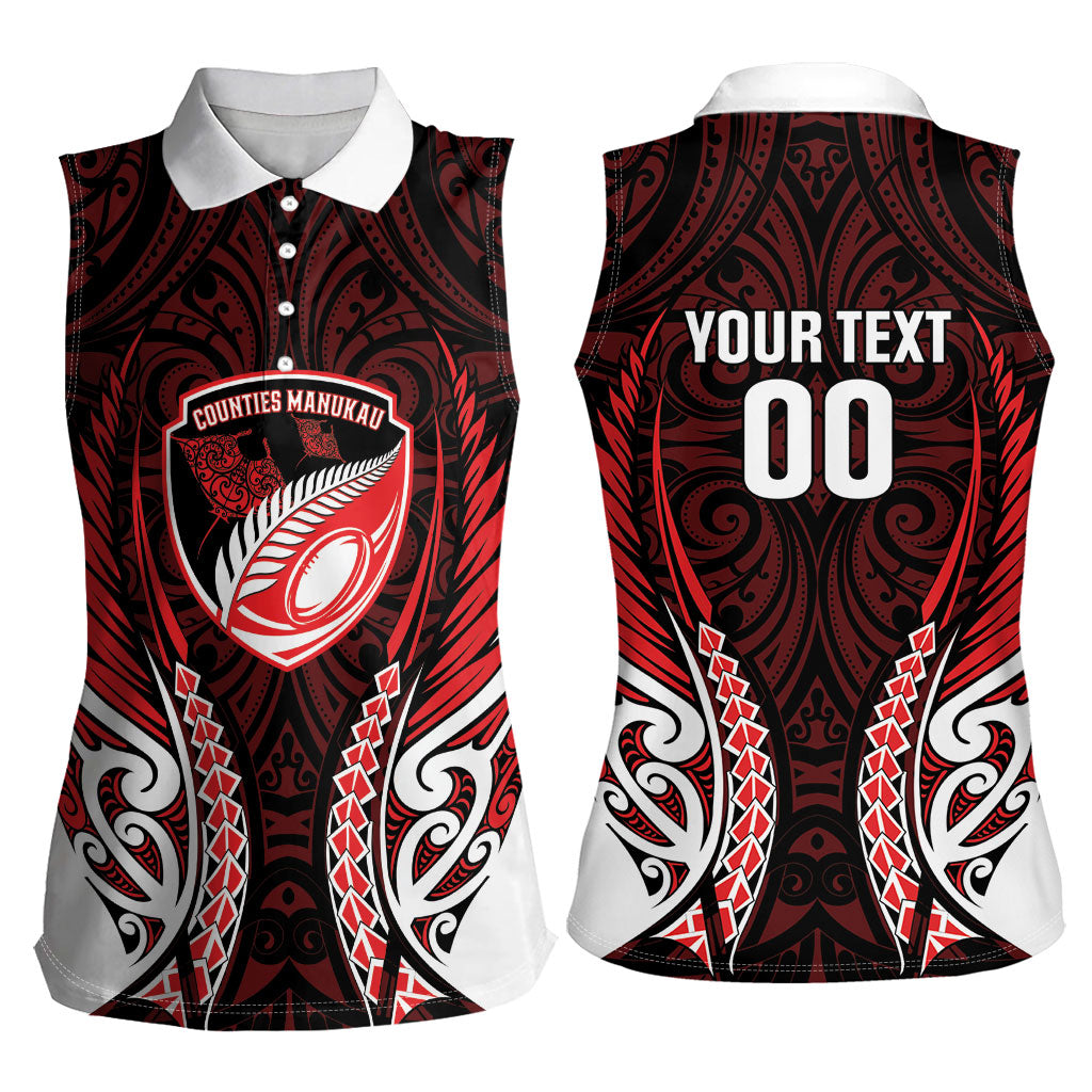 Counties Manukau 2026 Rugby Custom Women Sleeveless Polo Shirt NZ Maori Silver Fern LT14 - Polynesian Pride