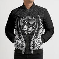 Hawke's Bay 2026 Rugby Custom Bomber Puffer Jacket NZ Maori Silver Fern
