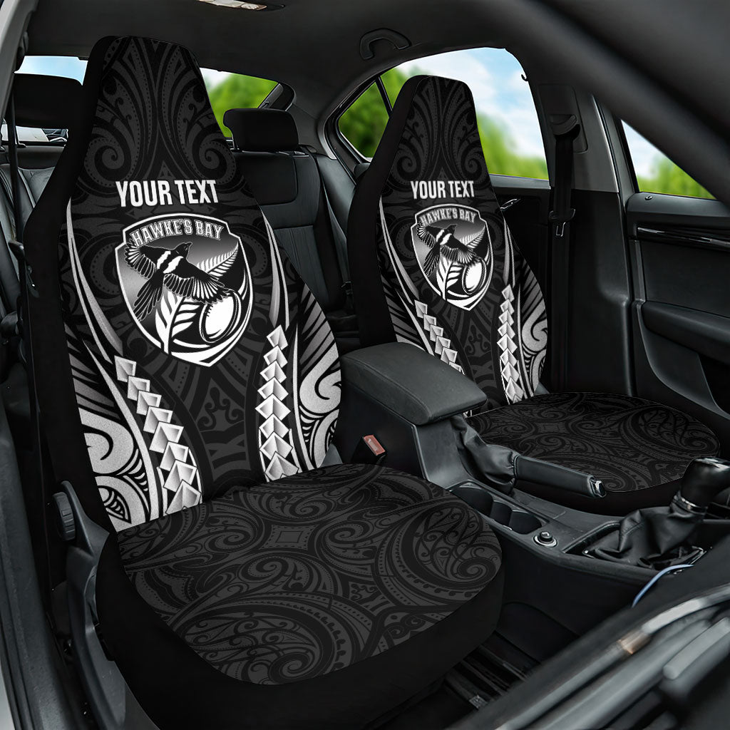 Hawke's Bay 2026 Rugby Custom Car Seat Cover NZ Maori Silver Fern LT14 One Size Black - Polynesian Pride