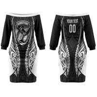 Hawke's Bay 2026 Rugby Custom Couples Matching Off The Shoulder Long Sleeve Dress and Long Sleeve Button Shirt NZ Maori Silver Fern LT14 - Polynesian Pride
