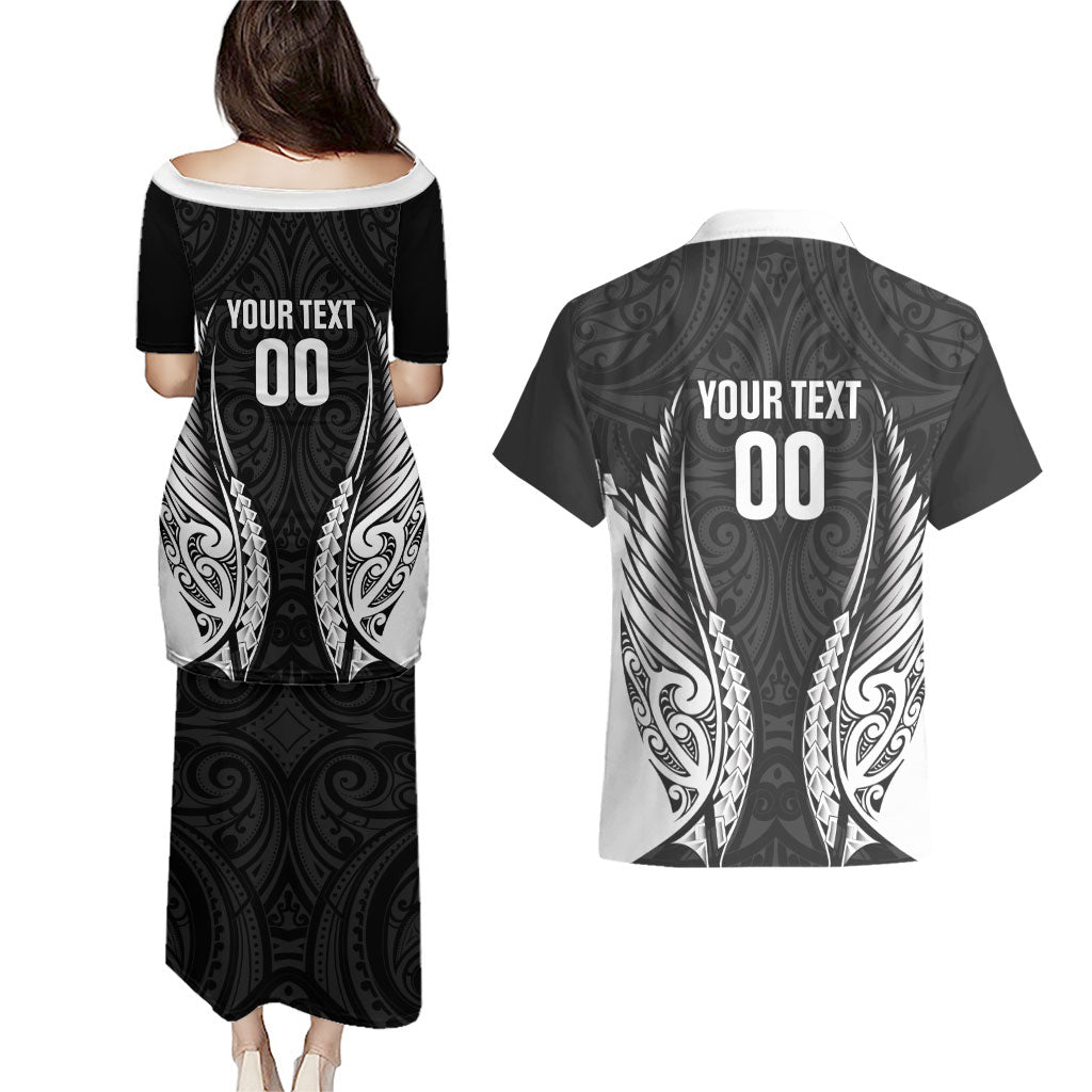 Hawke's Bay 2026 Rugby Custom Couples Matching Puletasi and Hawaiian Shirt NZ Maori Silver Fern LT14 - Polynesian Pride