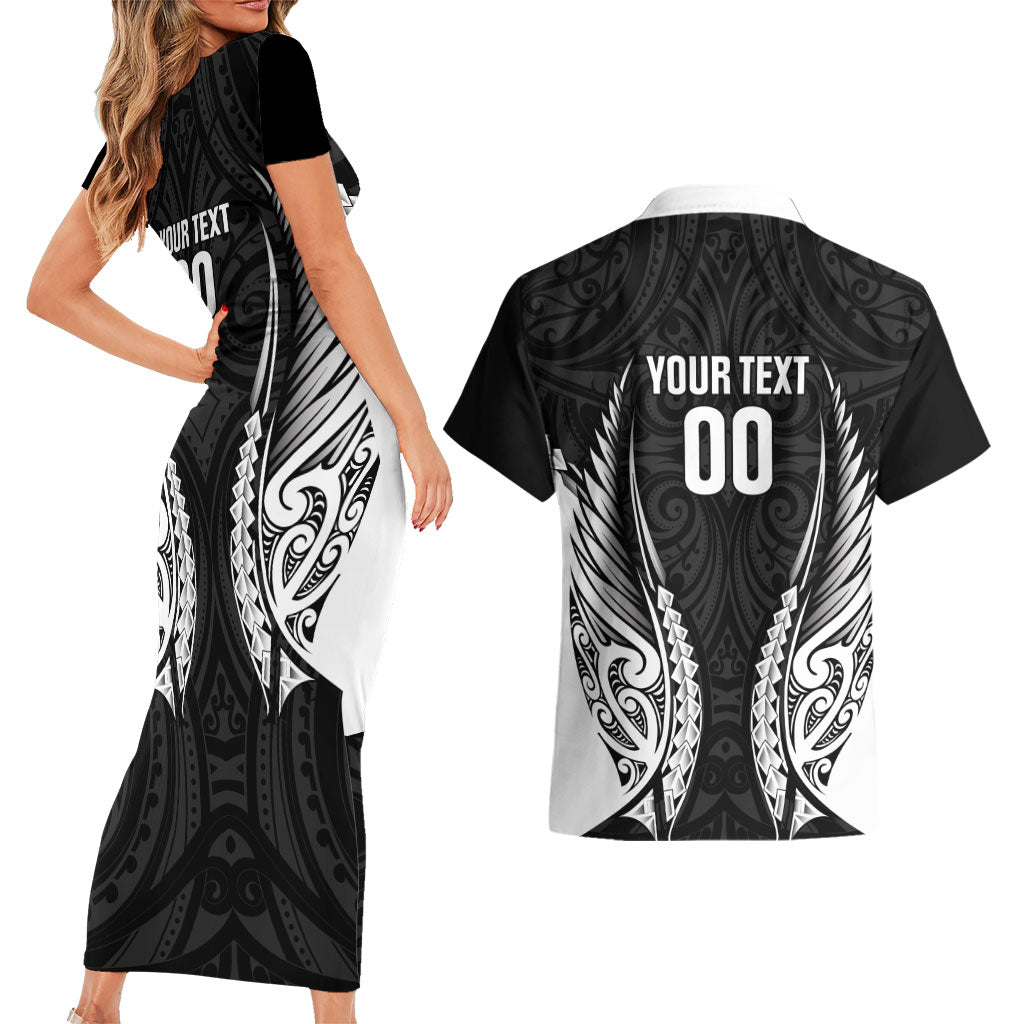 Hawke's Bay 2026 Rugby Custom Couples Matching Short Sleeve Bodycon Dress and Hawaiian Shirt NZ Maori Silver Fern LT14 - Polynesian Pride