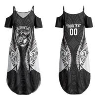 Hawke's Bay 2026 Rugby Custom Couples Matching Summer Maxi Dress and Long Sleeve Button Shirt NZ Maori Silver Fern LT14 - Polynesian Pride