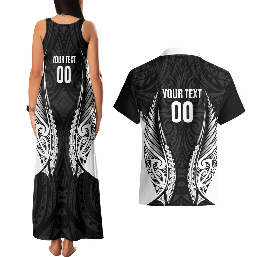 Hawke's Bay 2026 Rugby Custom Couples Matching Tank Maxi Dress and Hawaiian Shirt NZ Maori Silver Fern LT14 - Polynesian Pride