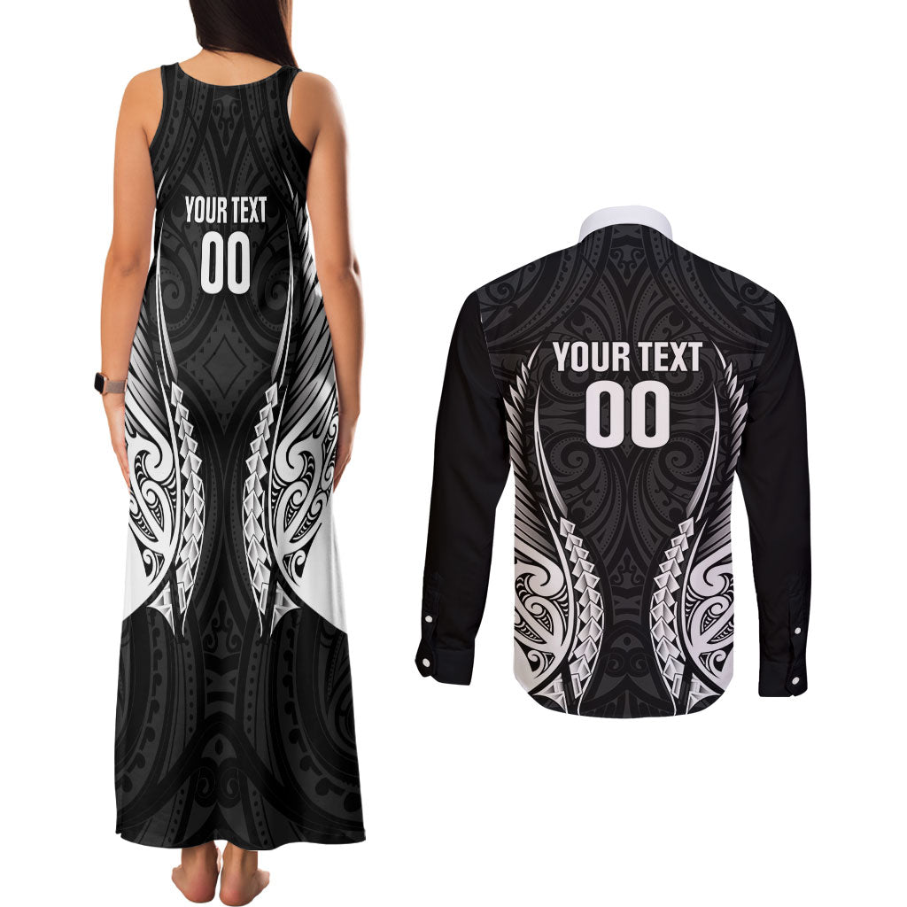 Hawke's Bay 2026 Rugby Custom Couples Matching Tank Maxi Dress and Long Sleeve Button Shirt NZ Maori Silver Fern LT14 - Polynesian Pride
