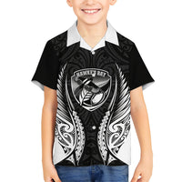 Hawke's Bay 2026 Rugby Custom Family Matching Long Sleeve Bodycon Dress and Hawaiian Shirt NZ Maori Silver Fern LT14 Son's Shirt Black - Polynesian Pride