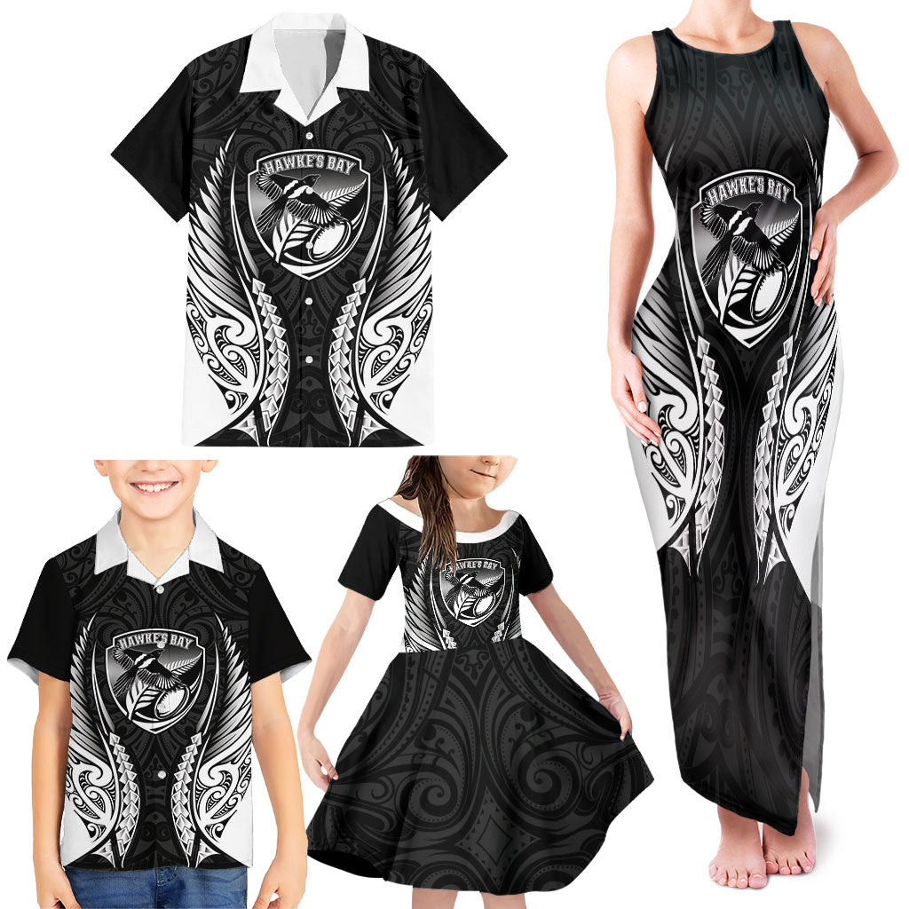 Hawke's Bay 2026 Rugby Custom Family Matching Tank Maxi Dress and Hawaiian Shirt NZ Maori Silver Fern LT14 - Polynesian Pride
