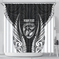 Hawke's Bay 2026 Rugby Custom Shower Curtain NZ Maori Silver Fern