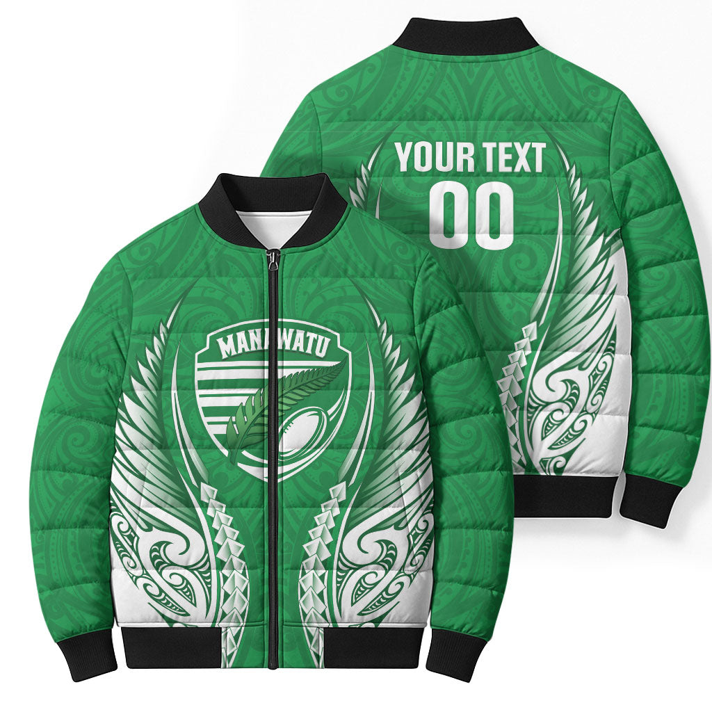 Manawatu 2026 Rugby Custom Bomber Puffer Jacket NZ Maori Silver Fern