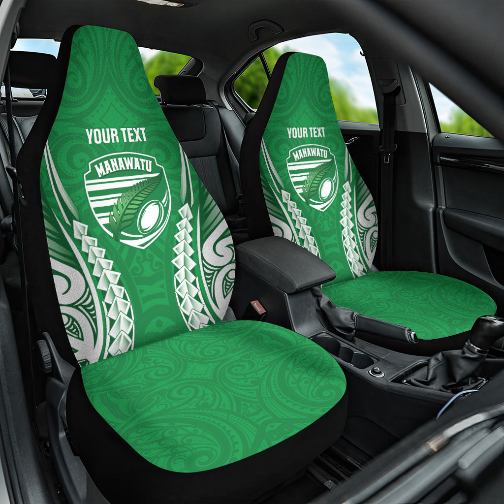 Manawatu 2026 Rugby Custom Car Seat Cover NZ Maori Silver Fern LT14 One Size Green - Polynesian Pride