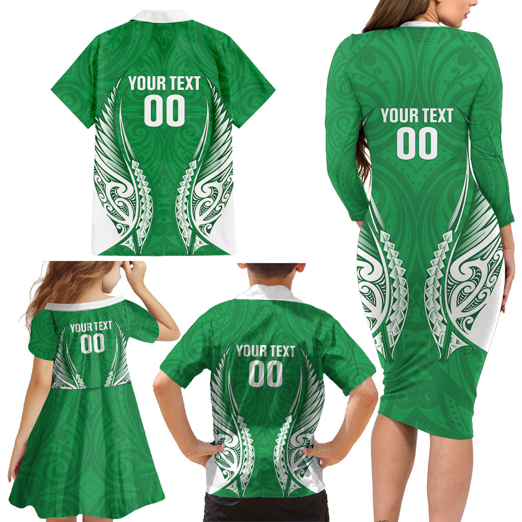 Manawatu 2026 Rugby Custom Family Matching Long Sleeve Bodycon Dress and Hawaiian Shirt NZ Maori Silver Fern LT14 - Polynesian Pride