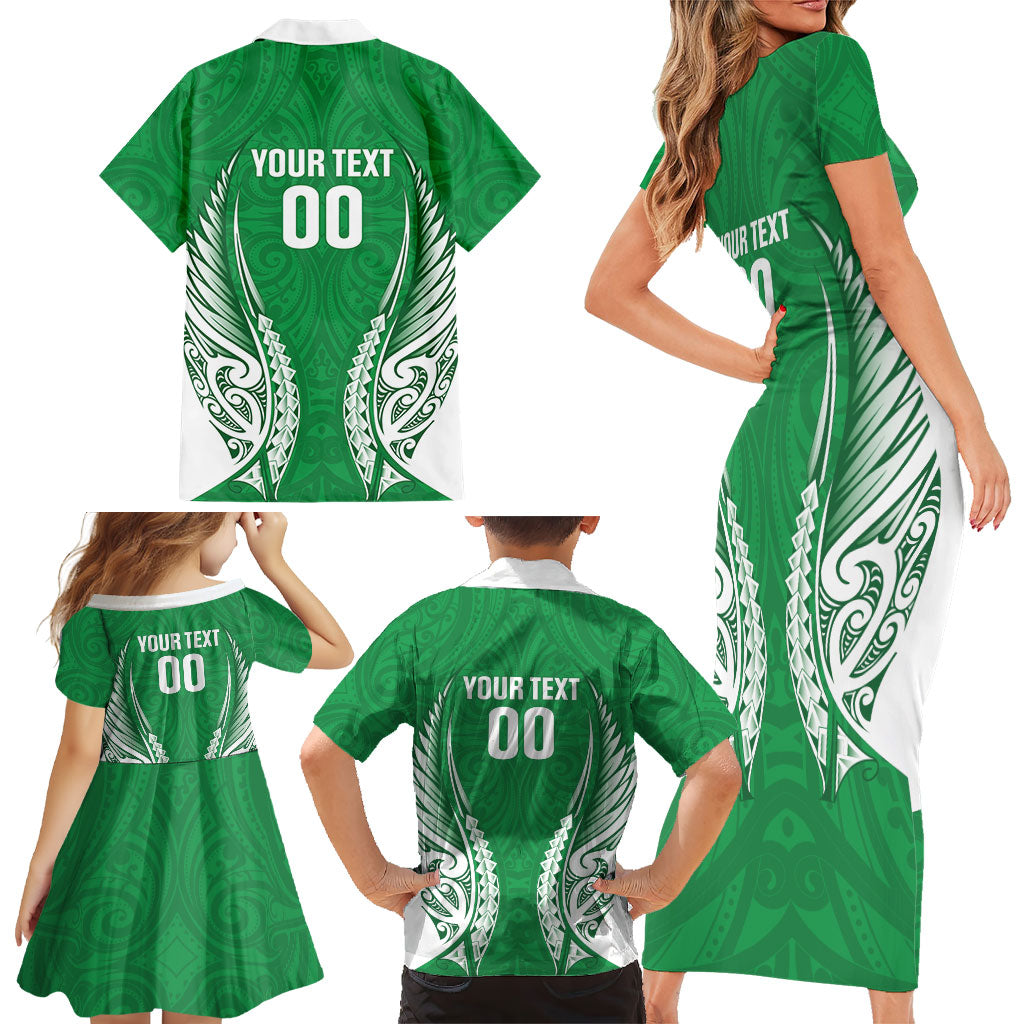 Manawatu 2026 Rugby Custom Family Matching Short Sleeve Bodycon Dress and Hawaiian Shirt NZ Maori Silver Fern LT14 - Polynesian Pride