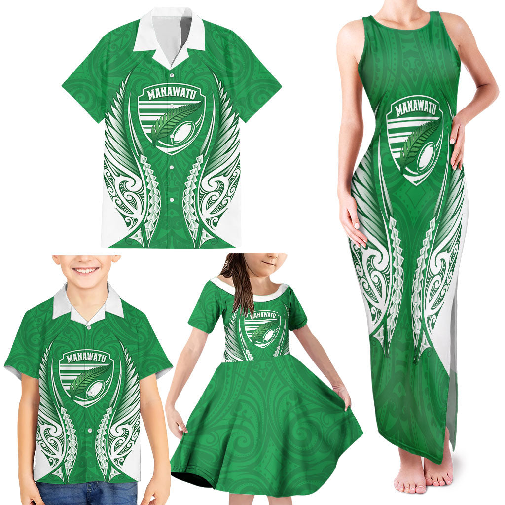 Manawatu 2026 Rugby Custom Family Matching Tank Maxi Dress and Hawaiian Shirt NZ Maori Silver Fern