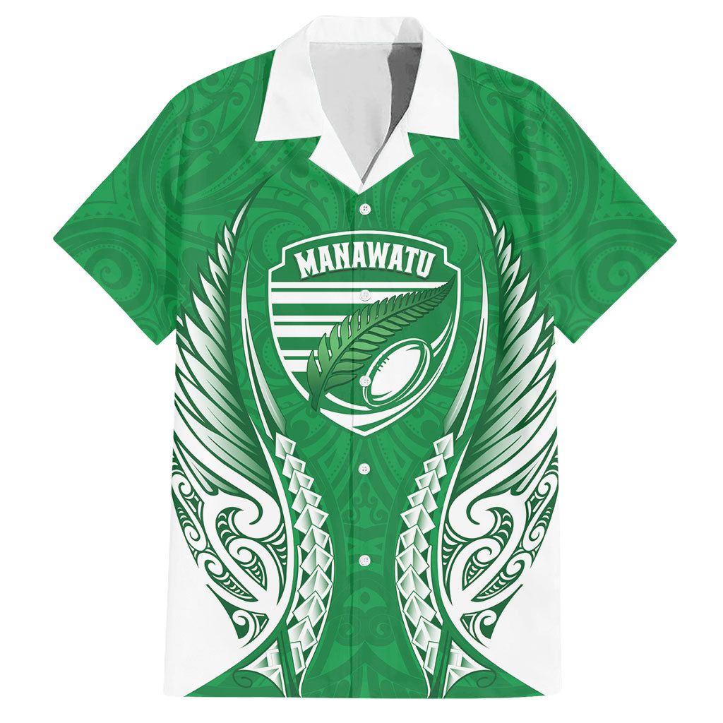 Manawatu 2026 Rugby Custom Hawaiian Shirt NZ Maori Silver Fern LT14 Green - Polynesian Pride