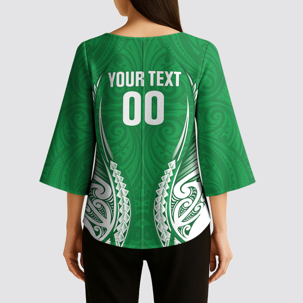 Manawatu 2026 Rugby Custom Kimono Sleeve Blouse NZ Maori Silver Fern