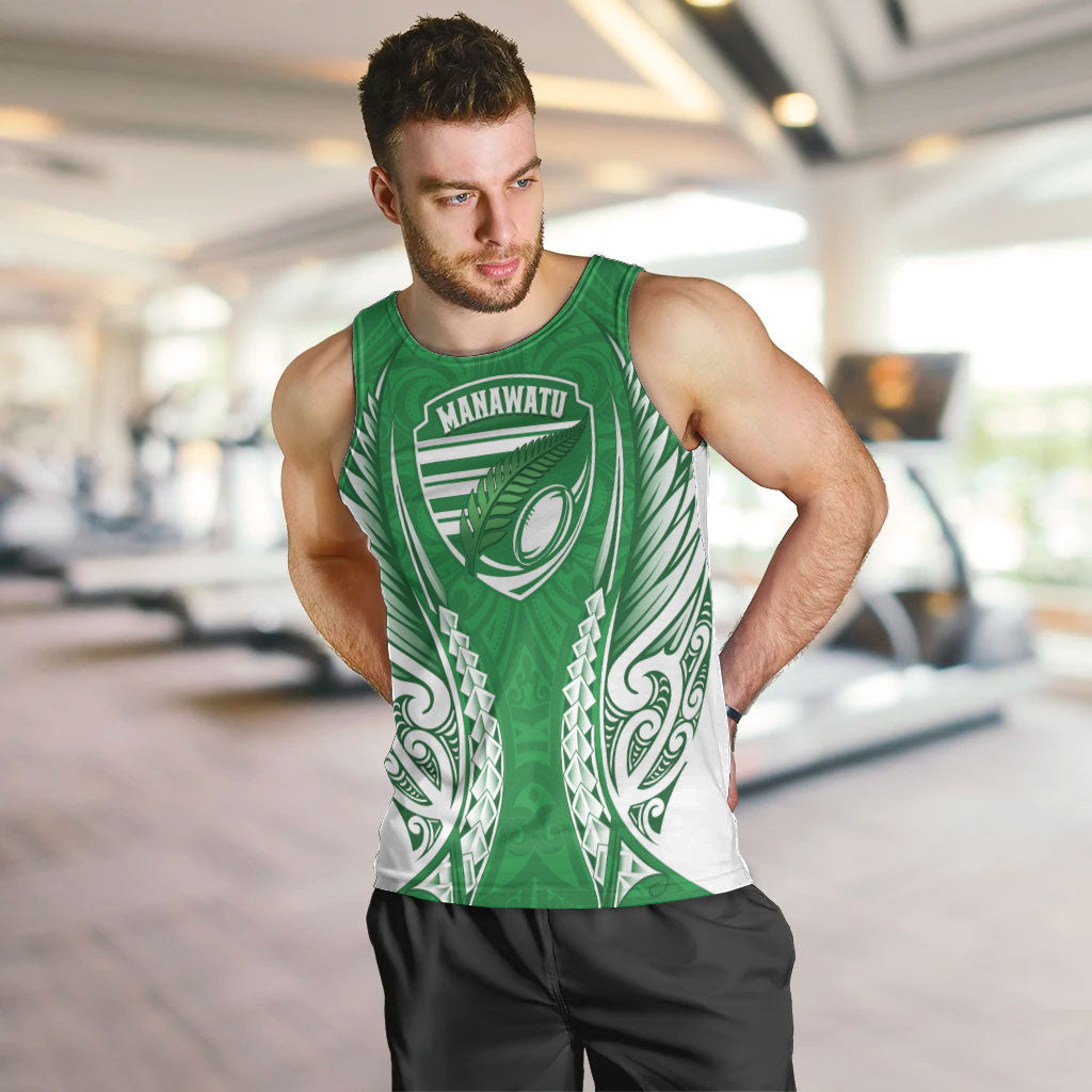 Manawatu 2026 Rugby Custom Men Tank Top NZ Maori Silver Fern LT14 Green - Polynesian Pride