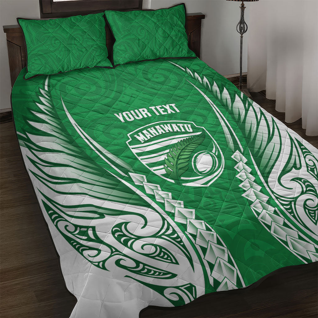 Manawatu 2026 Rugby Custom Quilt Bed Set NZ Maori Silver Fern LT14 Green - Polynesian Pride