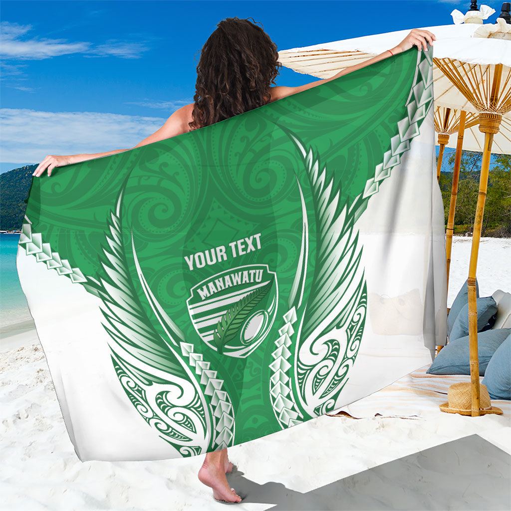 Manawatu 2026 Rugby Custom Sarong NZ Maori Silver Fern LT14 One Size 44 x 66 inches Green - Polynesian Pride