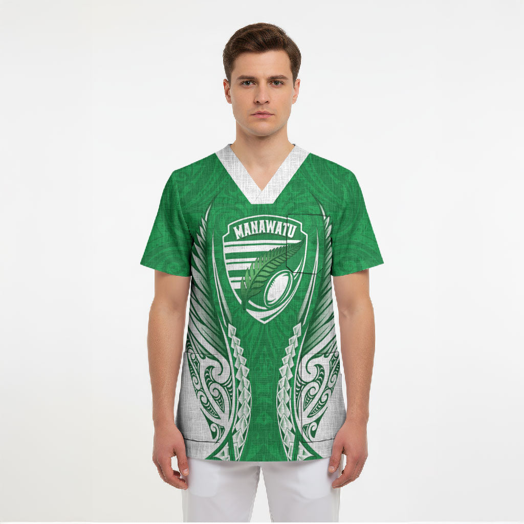 Manawatu 2026 Rugby Custom Scrub Top NZ Maori Silver Fern