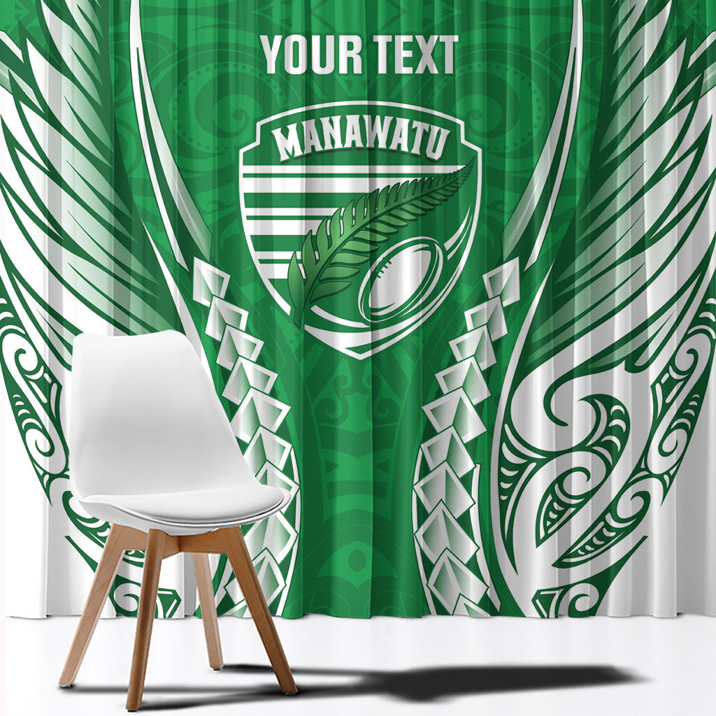 Manawatu 2026 Rugby Custom Window Curtain NZ Maori Silver Fern