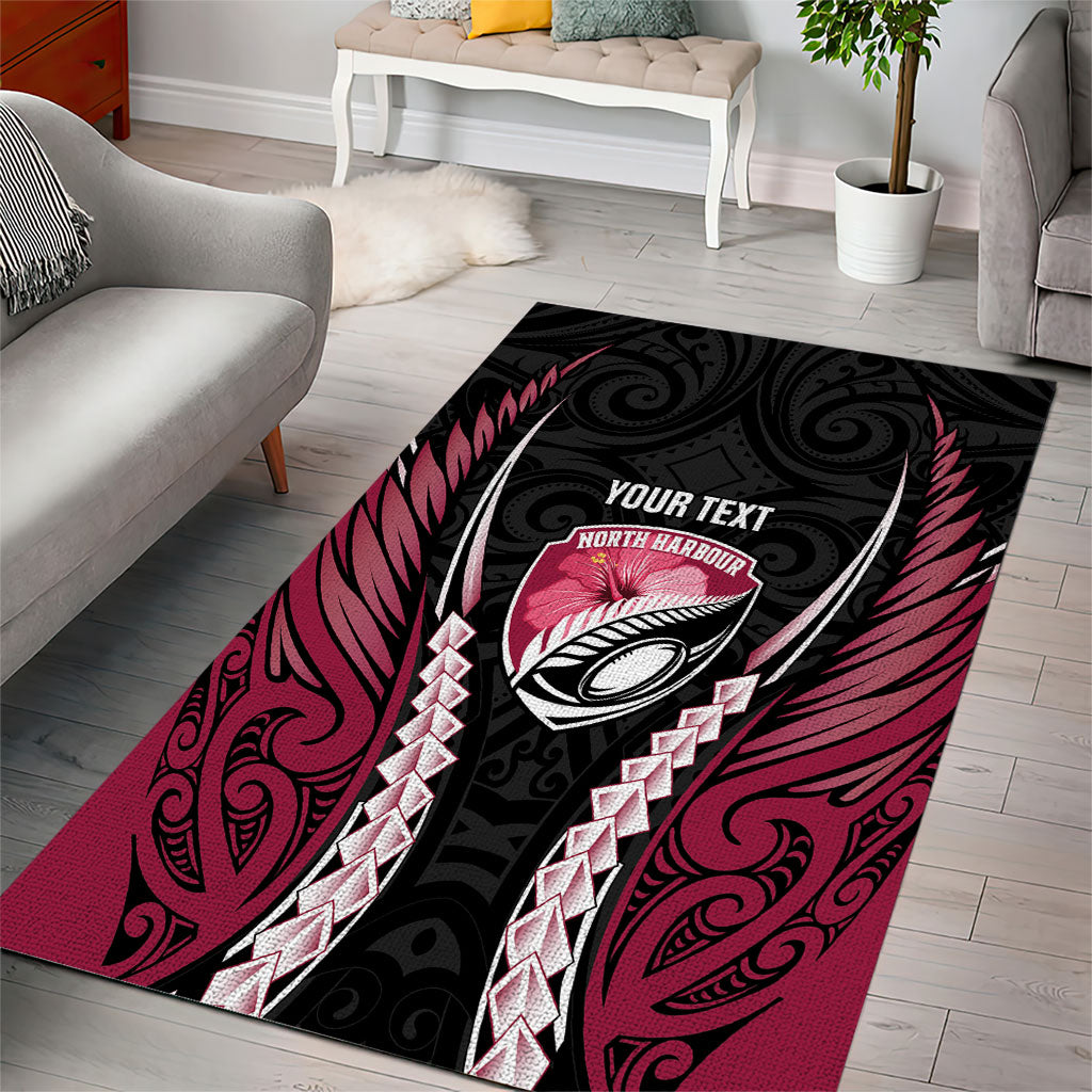 North Harbour 2026 Rugby Custom Area Rug NZ Maori Silver Fern