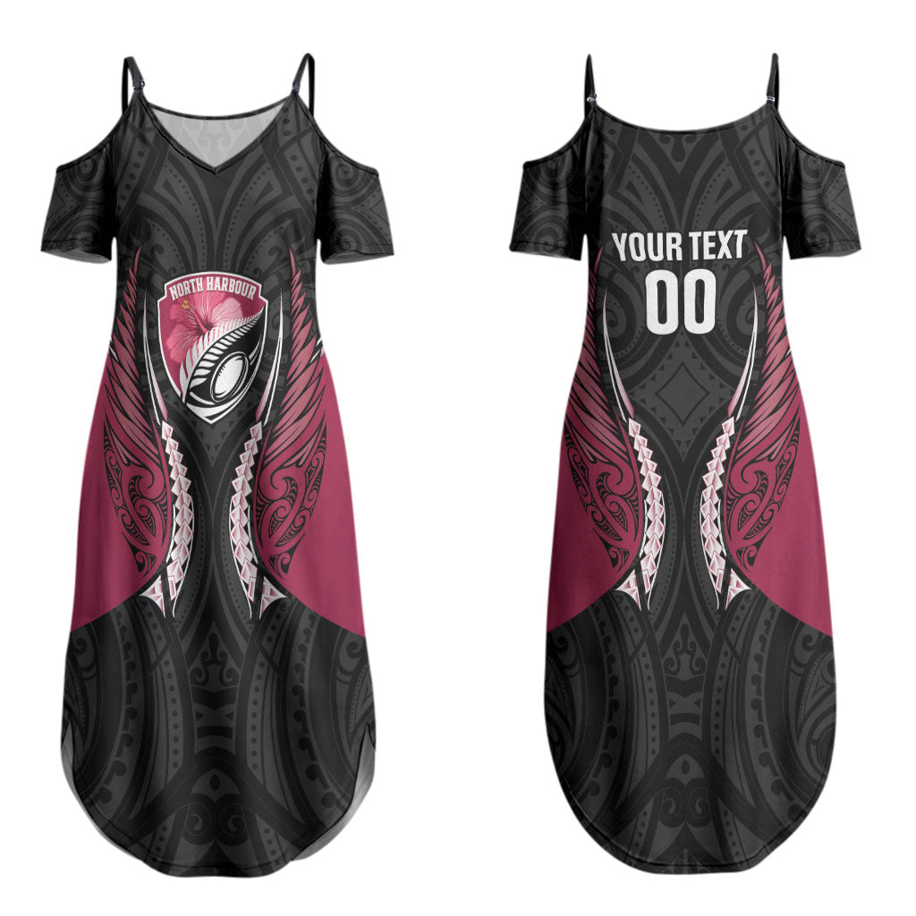 North Harbour 2026 Rugby Custom Couples Matching Summer Maxi Dress and Long Sleeve Button Shirt NZ Maori Silver Fern LT14 - Polynesian Pride