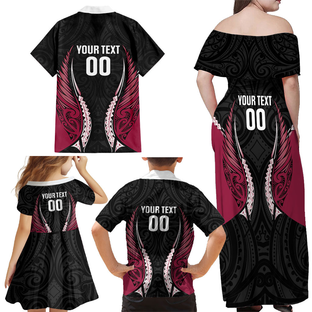 North Harbour 2026 Rugby Custom Family Matching Off Shoulder Maxi Dress and Hawaiian Shirt NZ Maori Silver Fern LT14 - Polynesian Pride