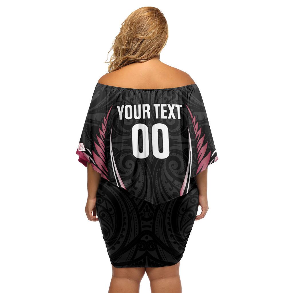 North Harbour 2026 Rugby Custom Family Matching Off Shoulder Short Dress and Hawaiian Shirt NZ Maori Silver Fern LT14 - Polynesian Pride