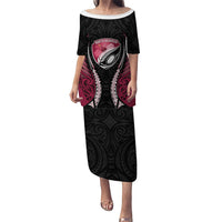 North Harbour 2026 Rugby Custom Family Matching Puletasi and Hawaiian Shirt NZ Maori Silver Fern LT14 Mom's Dress Maroon - Polynesian Pride