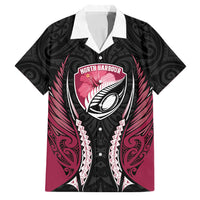 North Harbour 2026 Rugby Custom Family Matching Summer Maxi Dress and Hawaiian Shirt NZ Maori Silver Fern LT14 Dad's Shirt - Short Sleeve Maroon - Polynesian Pride