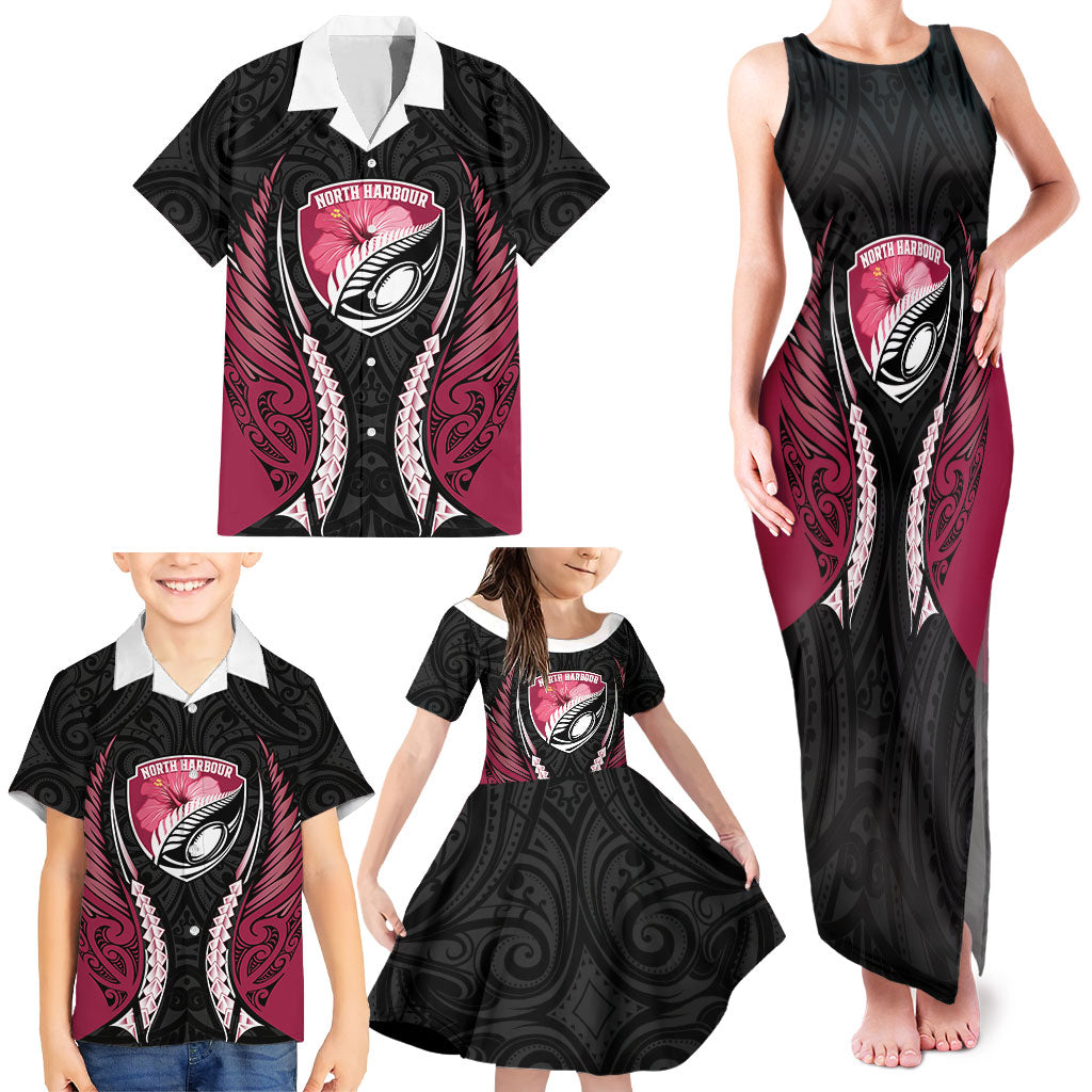 North Harbour 2026 Rugby Custom Family Matching Tank Maxi Dress and Hawaiian Shirt NZ Maori Silver Fern