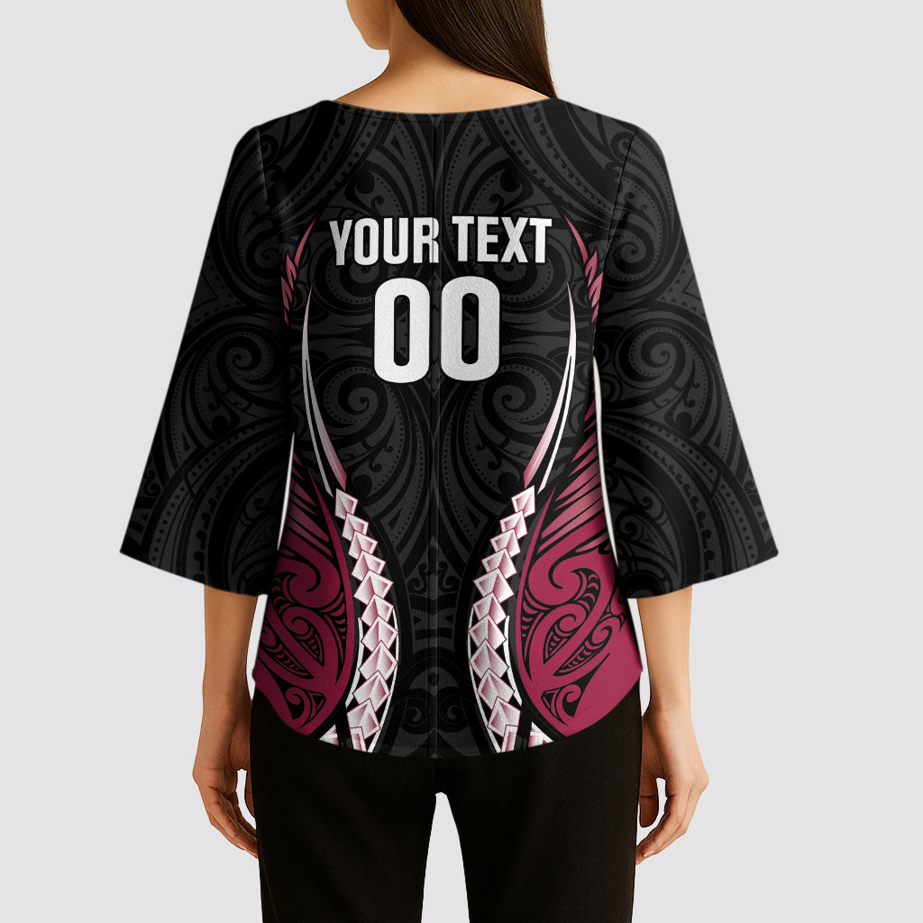 North Harbour 2026 Rugby Custom Kimono Sleeve Blouse NZ Maori Silver Fern