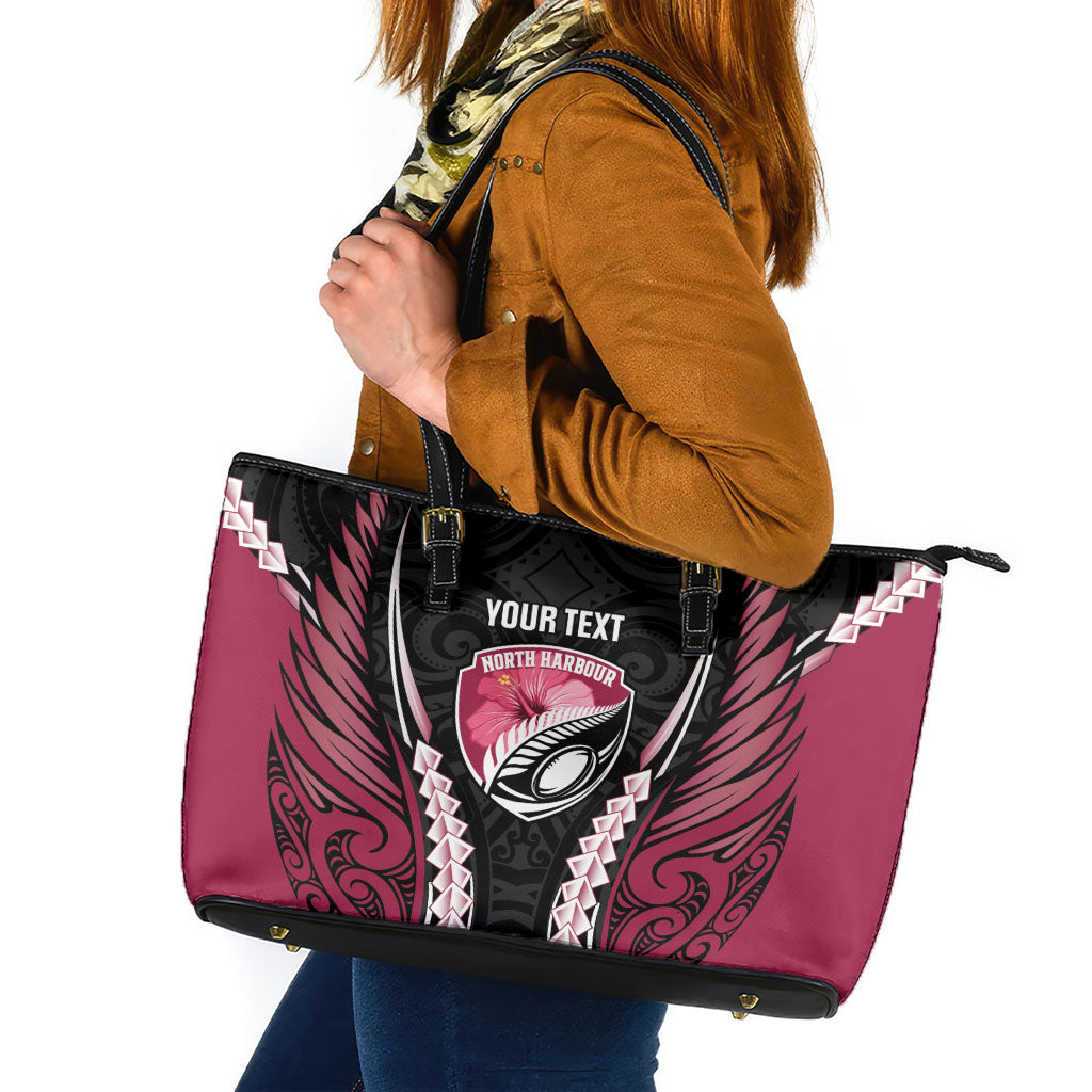 North Harbour 2026 Rugby Custom Leather Tote Bag NZ Maori Silver Fern LT14 Maroon - Polynesian Pride