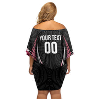 North Harbour 2026 Rugby Custom Off Shoulder Short Dress NZ Maori Silver Fern