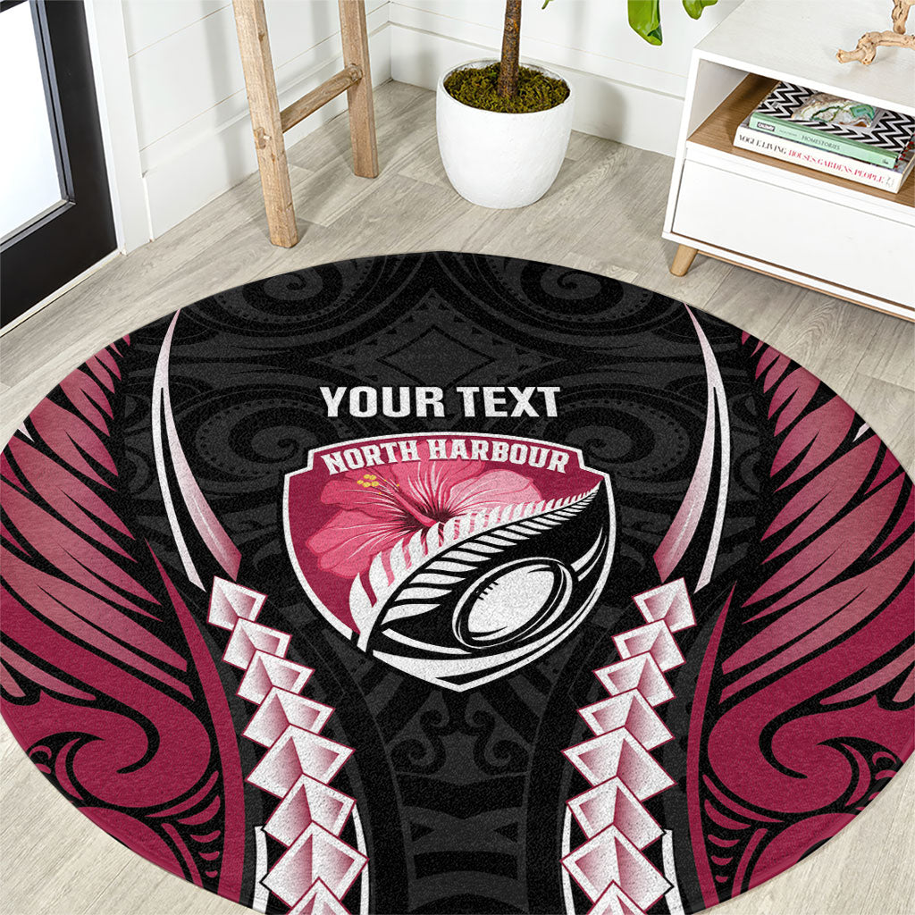 North Harbour 2026 Rugby Custom Round Carpet NZ Maori Silver Fern LT14 Maroon - Polynesian Pride