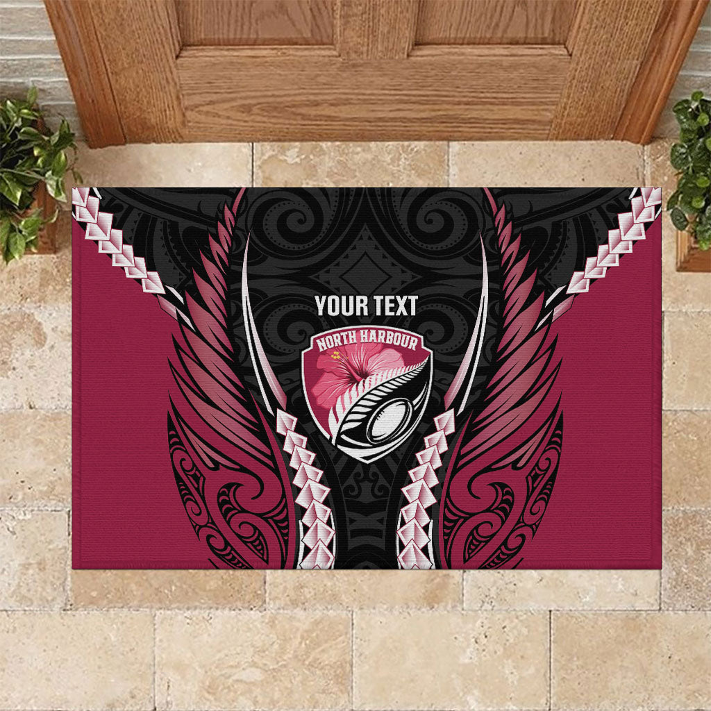 North Harbour 2026 Rugby Custom Rubber Doormat NZ Maori Silver Fern LT14 Maroon - Polynesian Pride