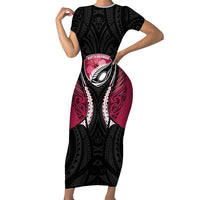 North Harbour 2026 Rugby Custom Short Sleeve Bodycon Dress NZ Maori Silver Fern